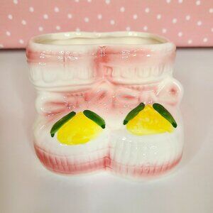 Vintage Nancy Pew Pink and White Baby Shoes Planter